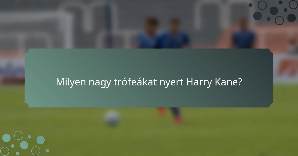 Milyen nagy trófeákat nyert Harry Kane?
